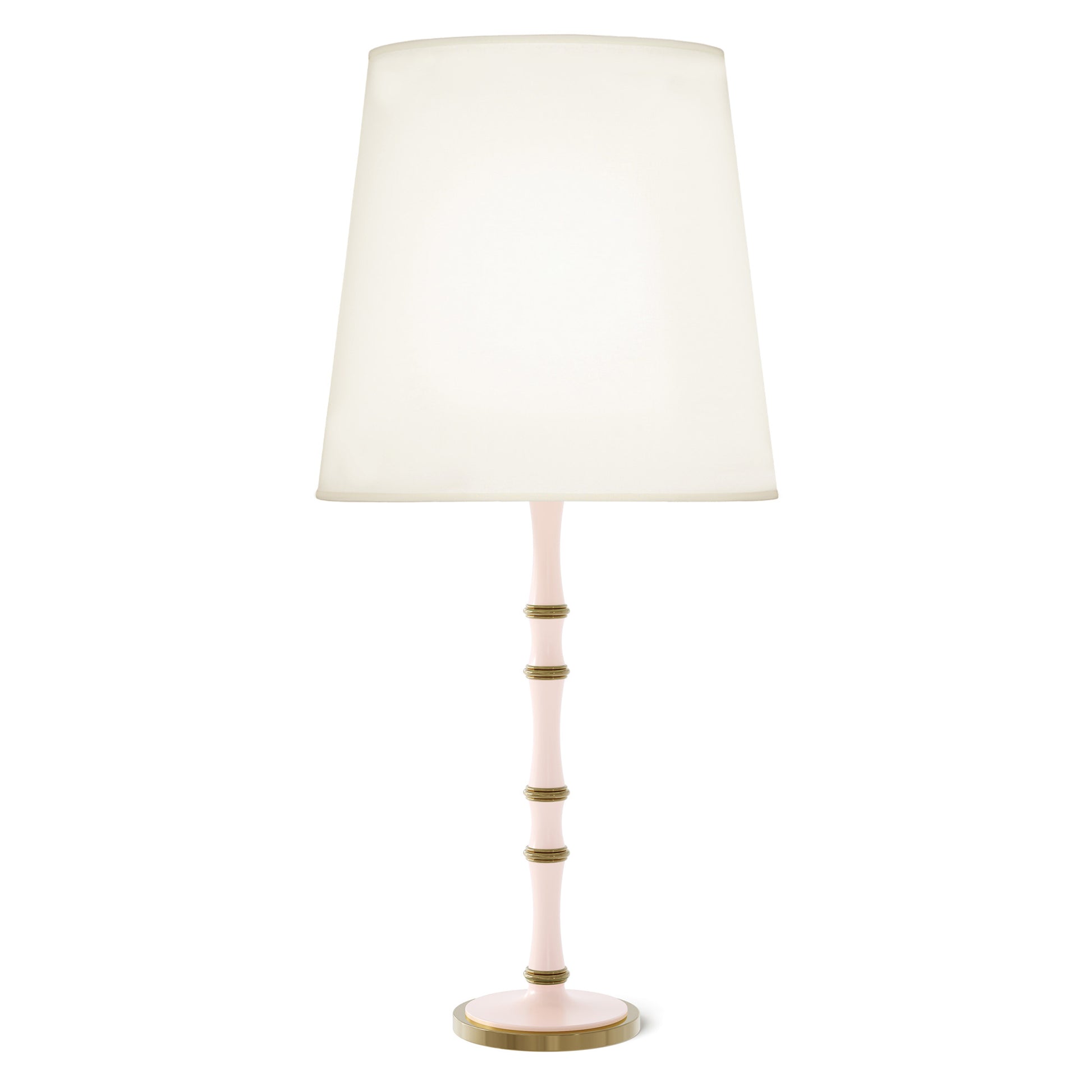 Rose Water painted aluminum table lamp with modern brass accents, Fondine — Kane Grande by Robert Abbey