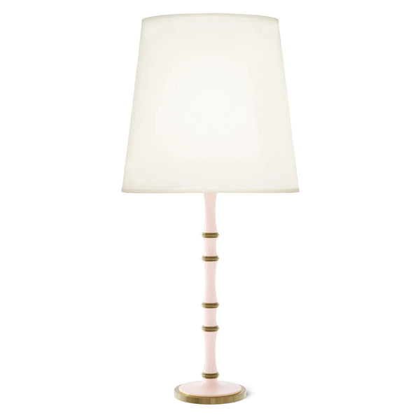 Rose Water painted aluminum table lamp with modern brass accents, Fondine — Kane Grande by Robert Abbey