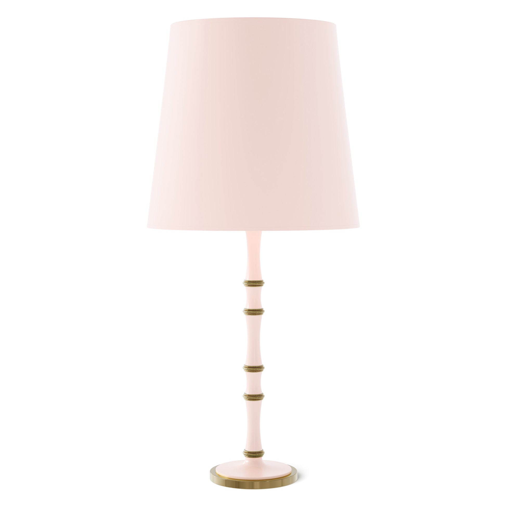 Rose Water painted aluminum table lamp with modern brass accents, Rose Water Painted Shade — Kane Grande by Robert Abbey