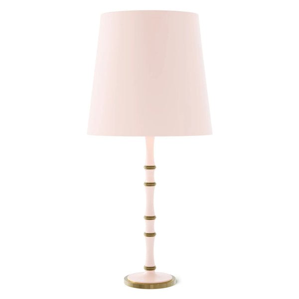 Rose Water painted aluminum table lamp with modern brass accents, Rose Water Painted Shade — Kane Grande by Robert Abbey