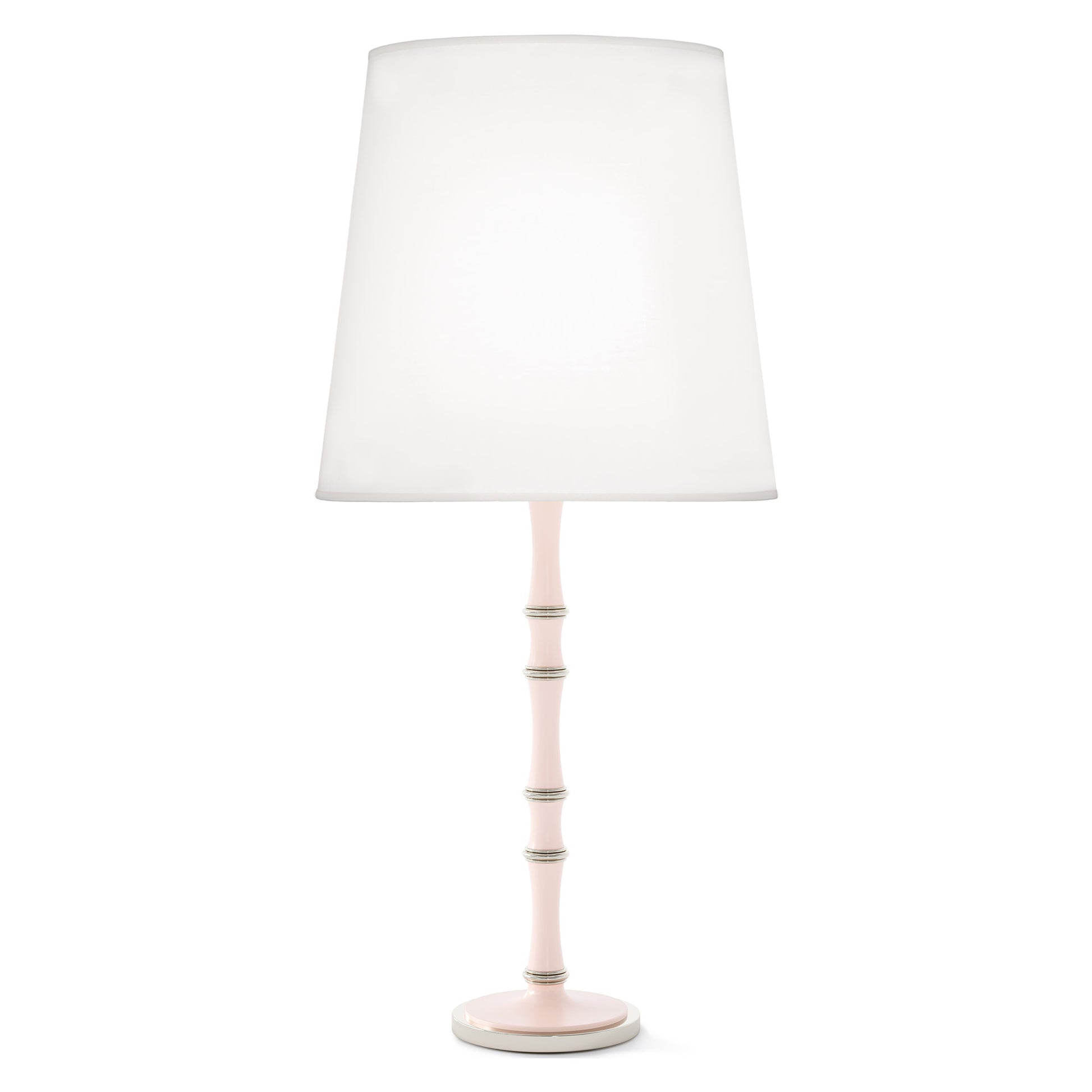 Rose Water painted aluminum table lamp with polished nickel accents, Ascot White — Kane Grande by Robert Abbey