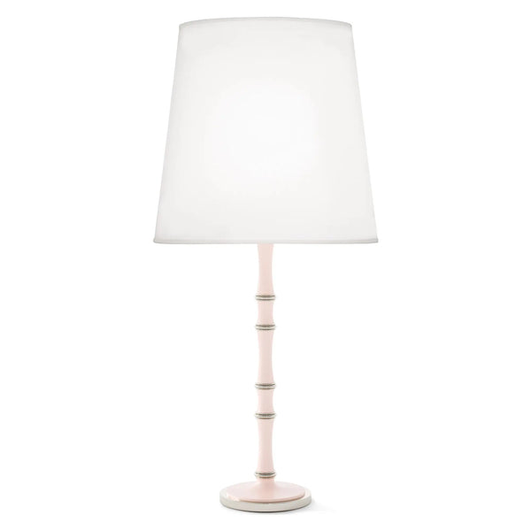 Rose Water painted aluminum table lamp with polished nickel accents, Ascot White — Kane Grande by Robert Abbey