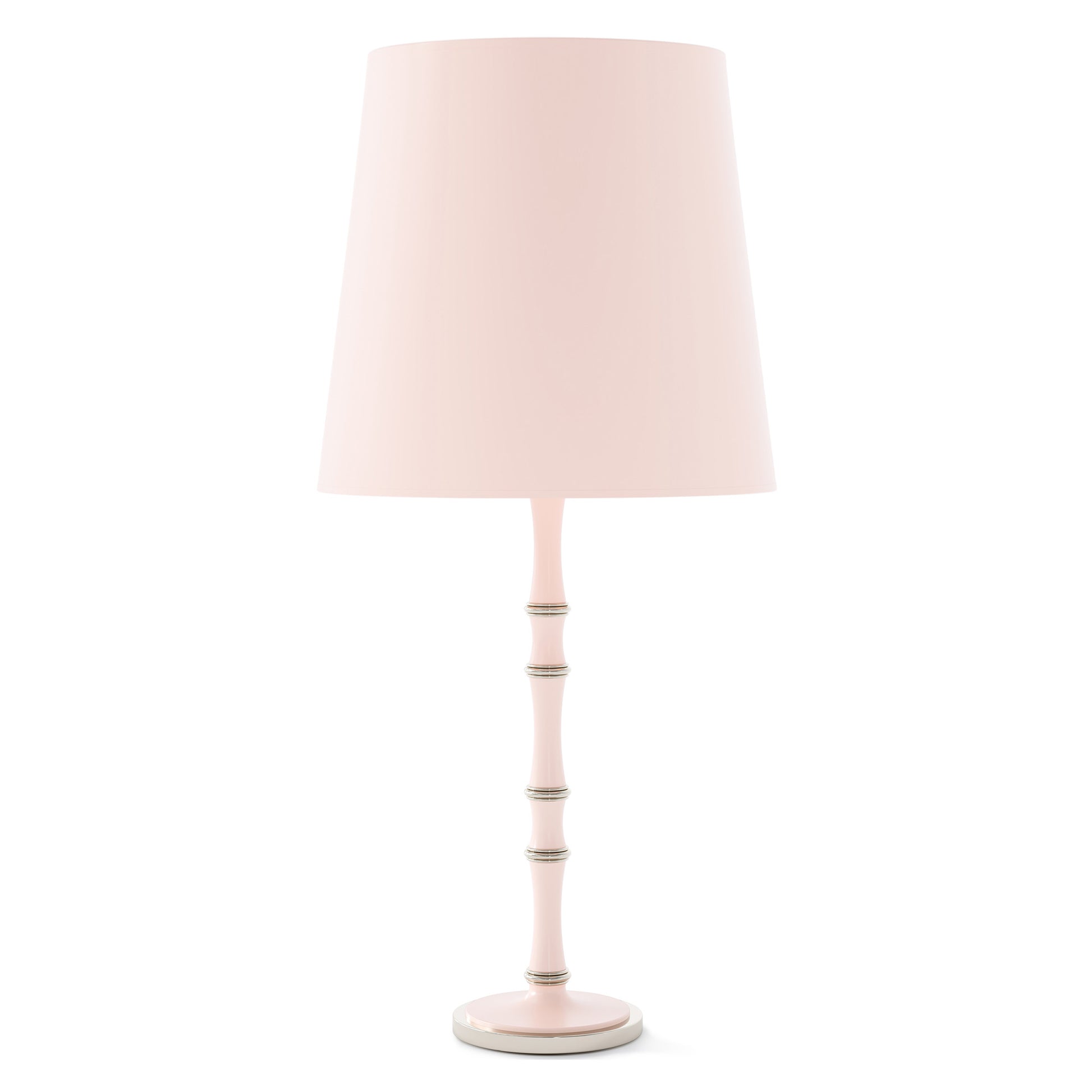 Rose Water painted aluminum table lamp with polished nickel accents, Rose Water Painted Shade — Kane Grande by Robert Abbey
