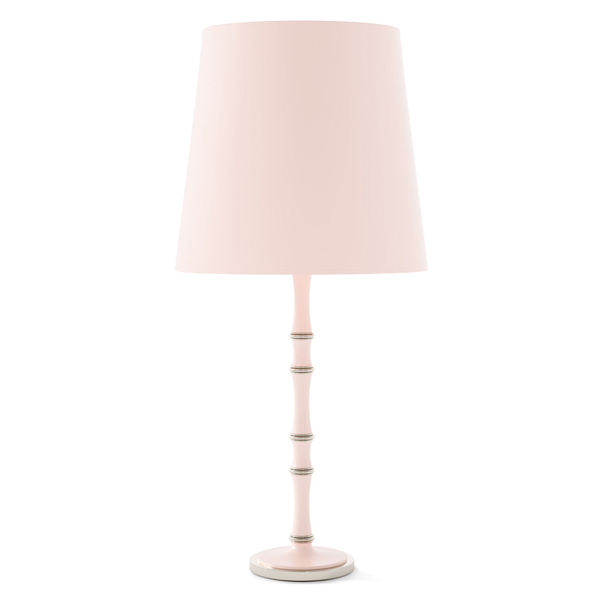 Rose Water painted aluminum table lamp with polished nickel accents, Rose Water Painted Shade — Kane Grande by Robert Abbey