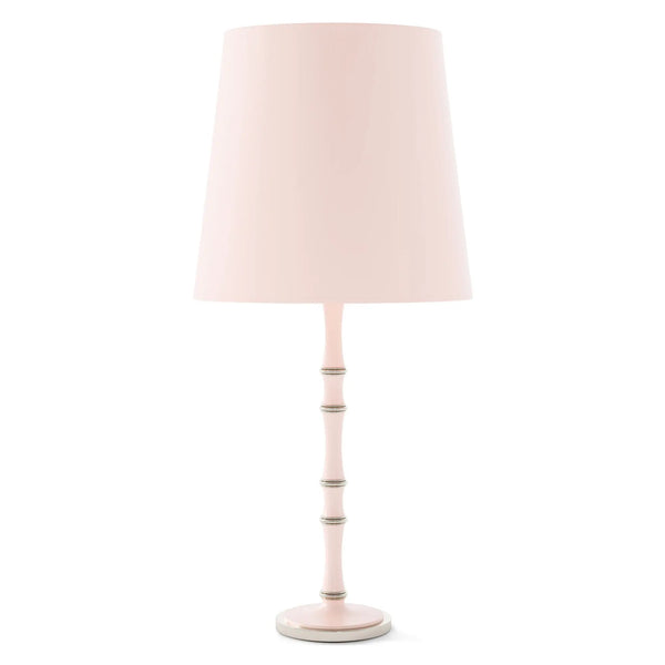 Rose Water painted aluminum table lamp with polished nickel accents, Rose Water Painted Shade — Kane Grande by Robert Abbey