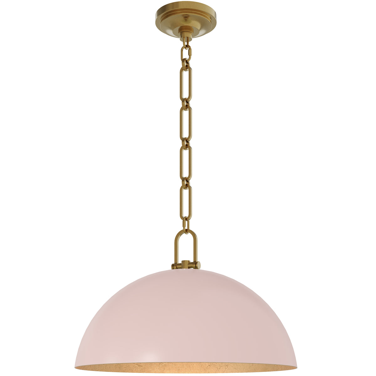 Anderson 18" Dome Pendant in Rose Water with Lacquered Burnished Brass