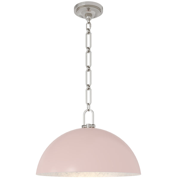 Anderson 18" Dome Pendant in Rose Water with Polished Nickel