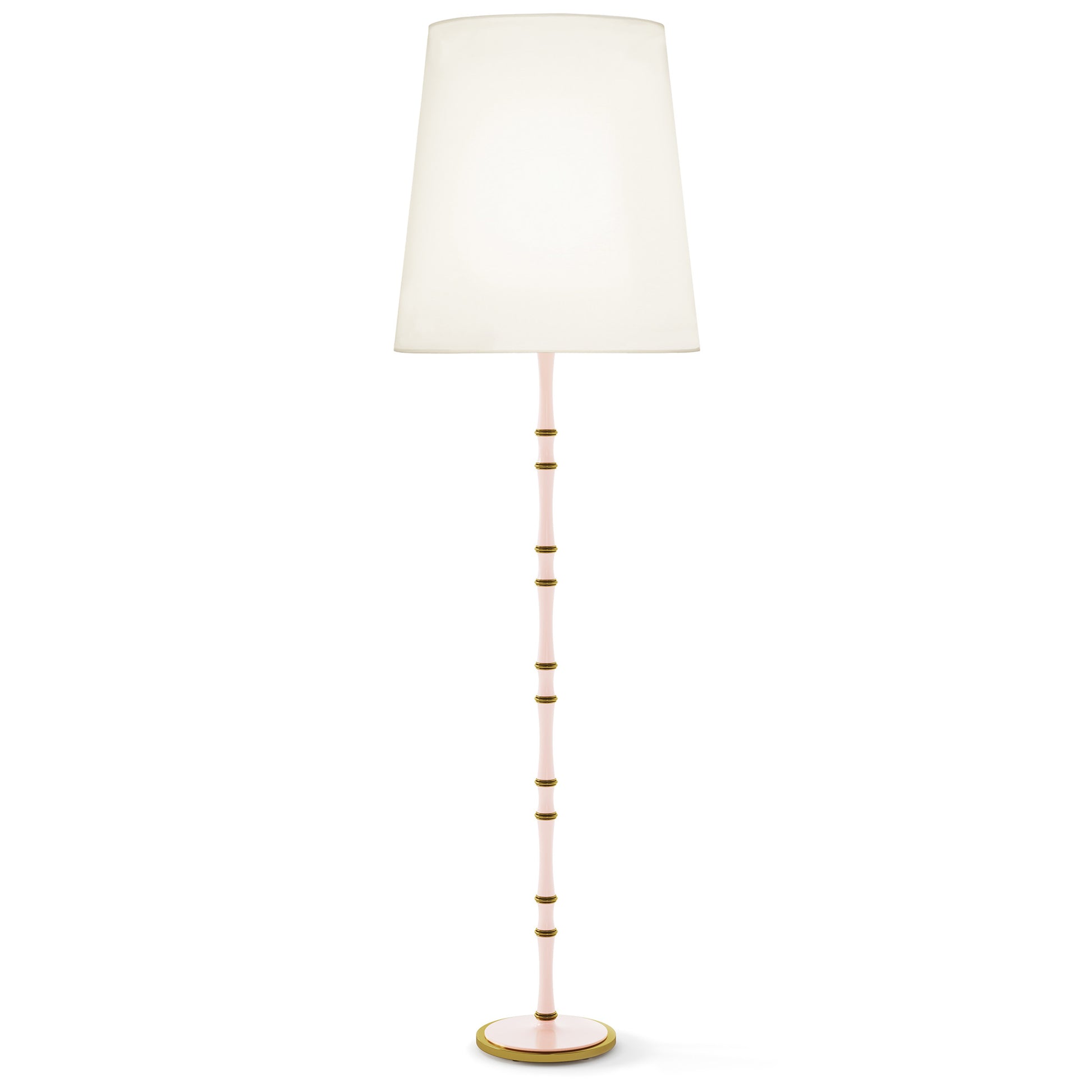 Rose Water painted aluminum floor lamp with modern brass accents, Fondine — Kane Grande by Robert Abbey