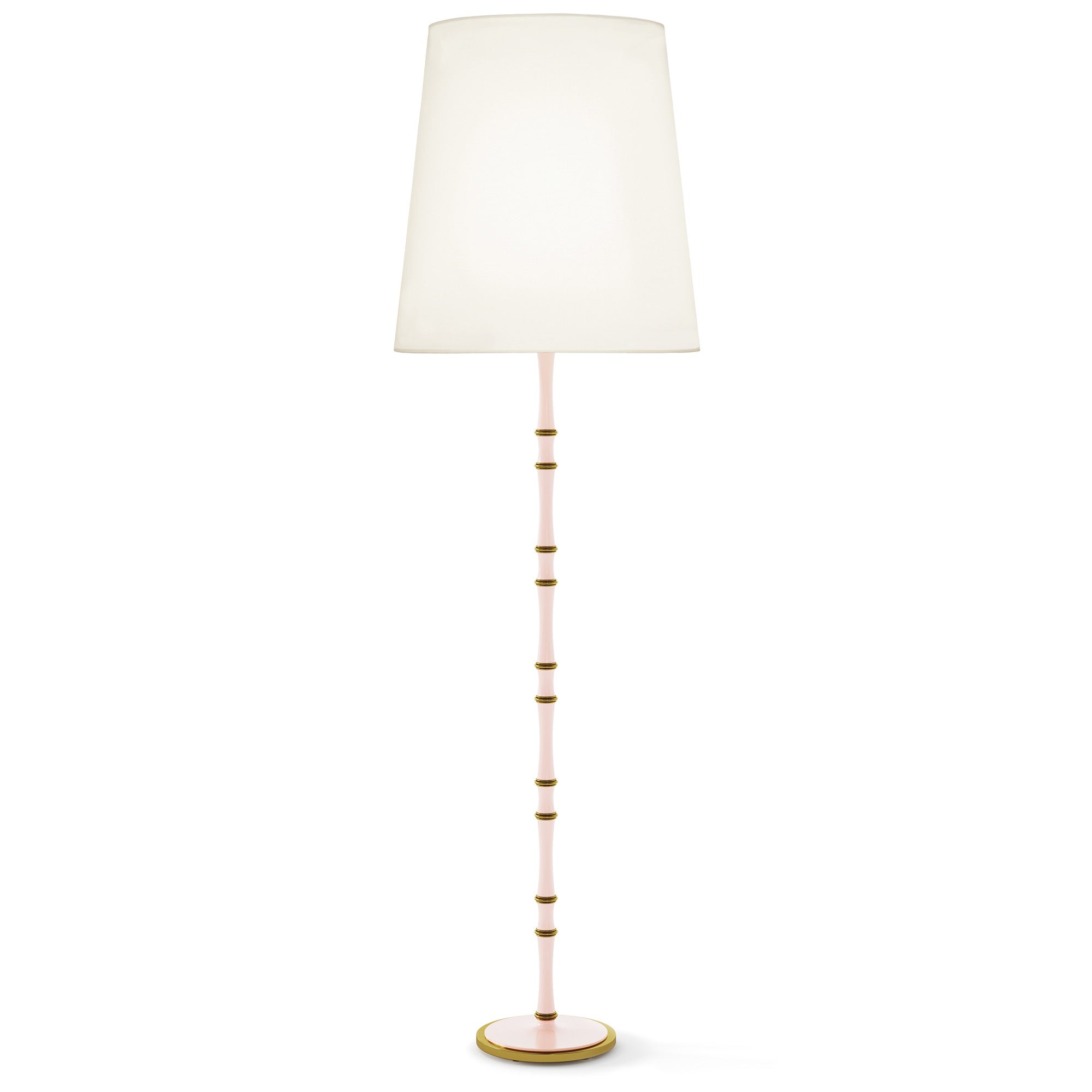 Rose Water painted aluminum floor lamp with modern brass accents, Fondine — Kane Grande by Robert Abbey