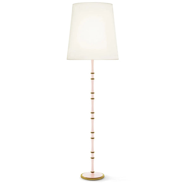 Rose Water painted aluminum floor lamp with modern brass accents, Fondine — Kane Grande by Robert Abbey