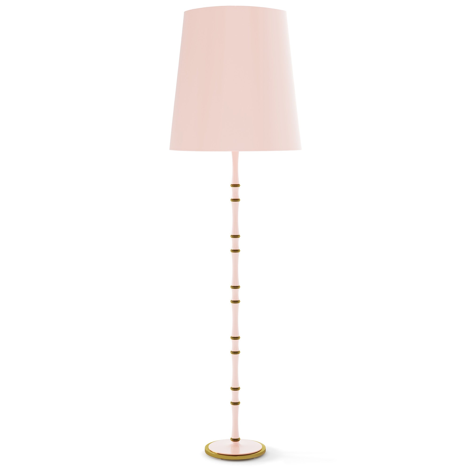 Rose Water painted aluminum floor lamp with modern brass accents, Rose Water Painted Shade — Kane Grande by Robert Abbey