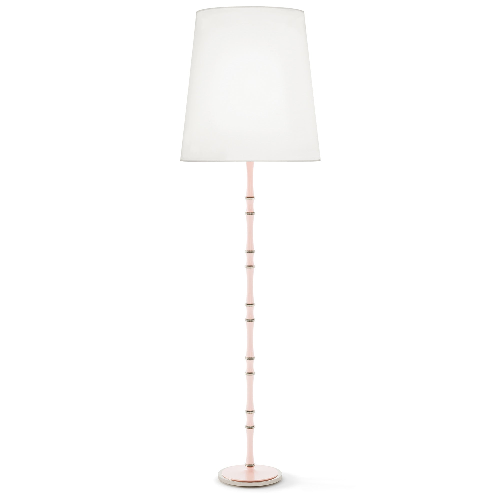 Rose Water painted aluminum floor lamp with polished nickel accents, Ascot White — Kane Grande by Robert Abbey