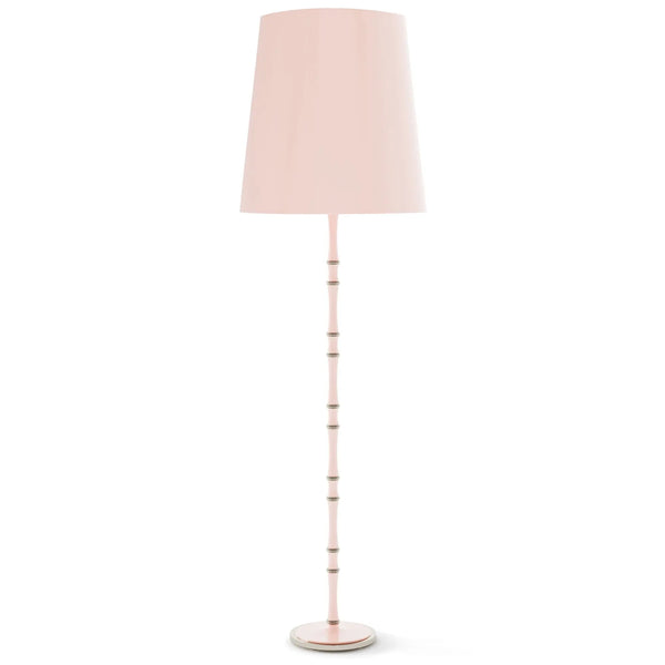 Rose Water painted aluminum floor lamp with polished nickel accents, Rose Water Painted Shade — Kane Grande by Robert Abbey