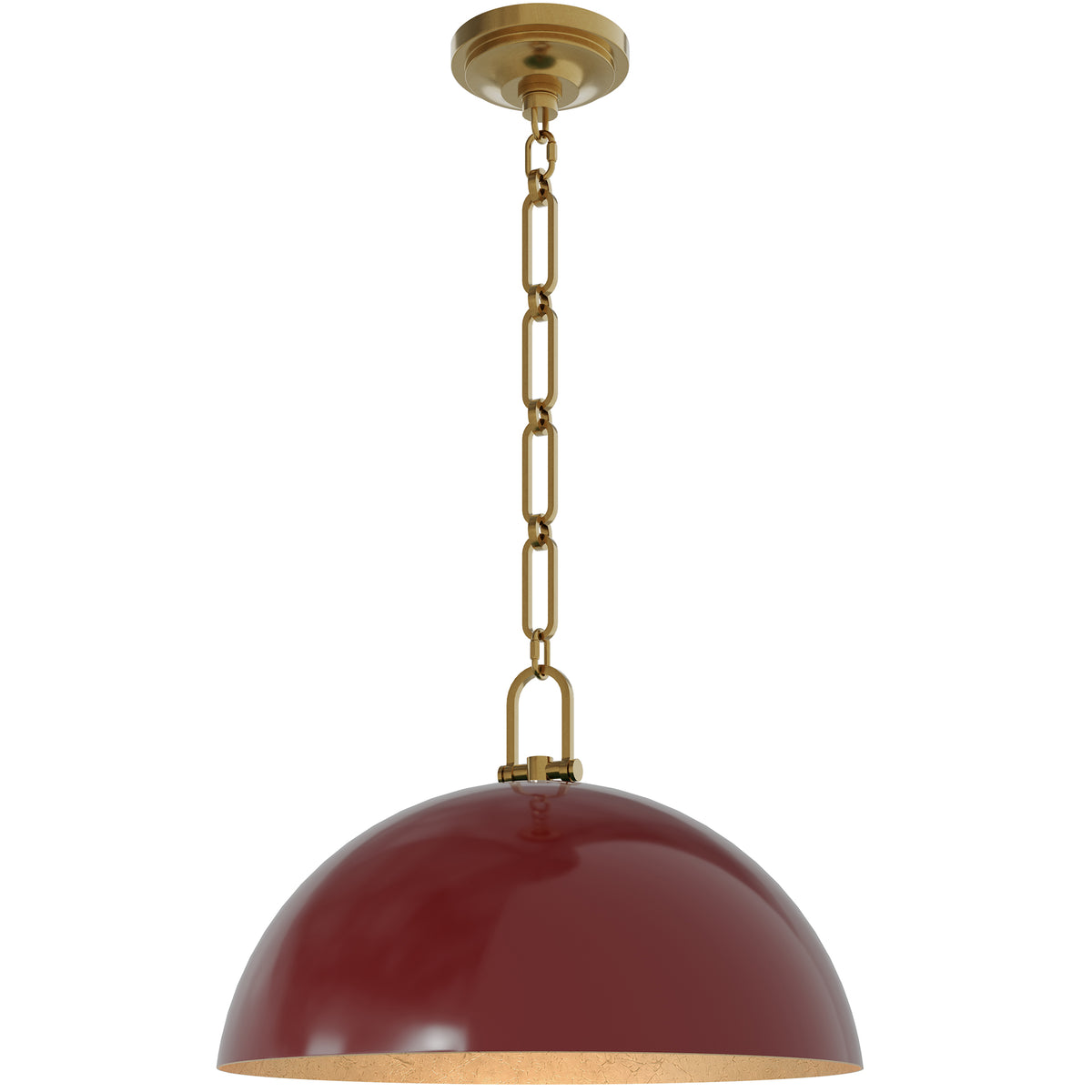 Anderson 18" Dome Pendant in Sangria with Lacquered Burnished Brass