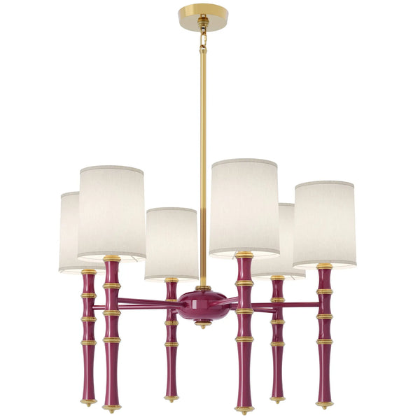 Sugar Plum painted aluminum chandelier with modern brass accents, Fondine — Kane by Robert Abbey