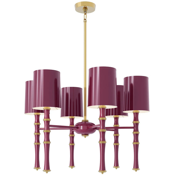 Sugar Plum painted aluminum chandelier with modern brass accents, Sugar Plum Painted Shade — Kane by Robert Abbey