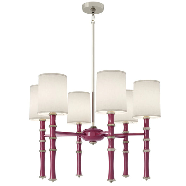 Sugar Plum painted aluminum chandelier with polished nickel accents, Ascot White — Kane by Robert Abbey
