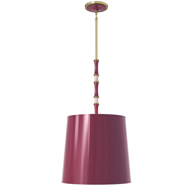 Sugar Plum and Rose Water painted aluminum pendant light with modern brass accents, Sugar Plum Painted Shade — Kane Grande by Robert Abbey