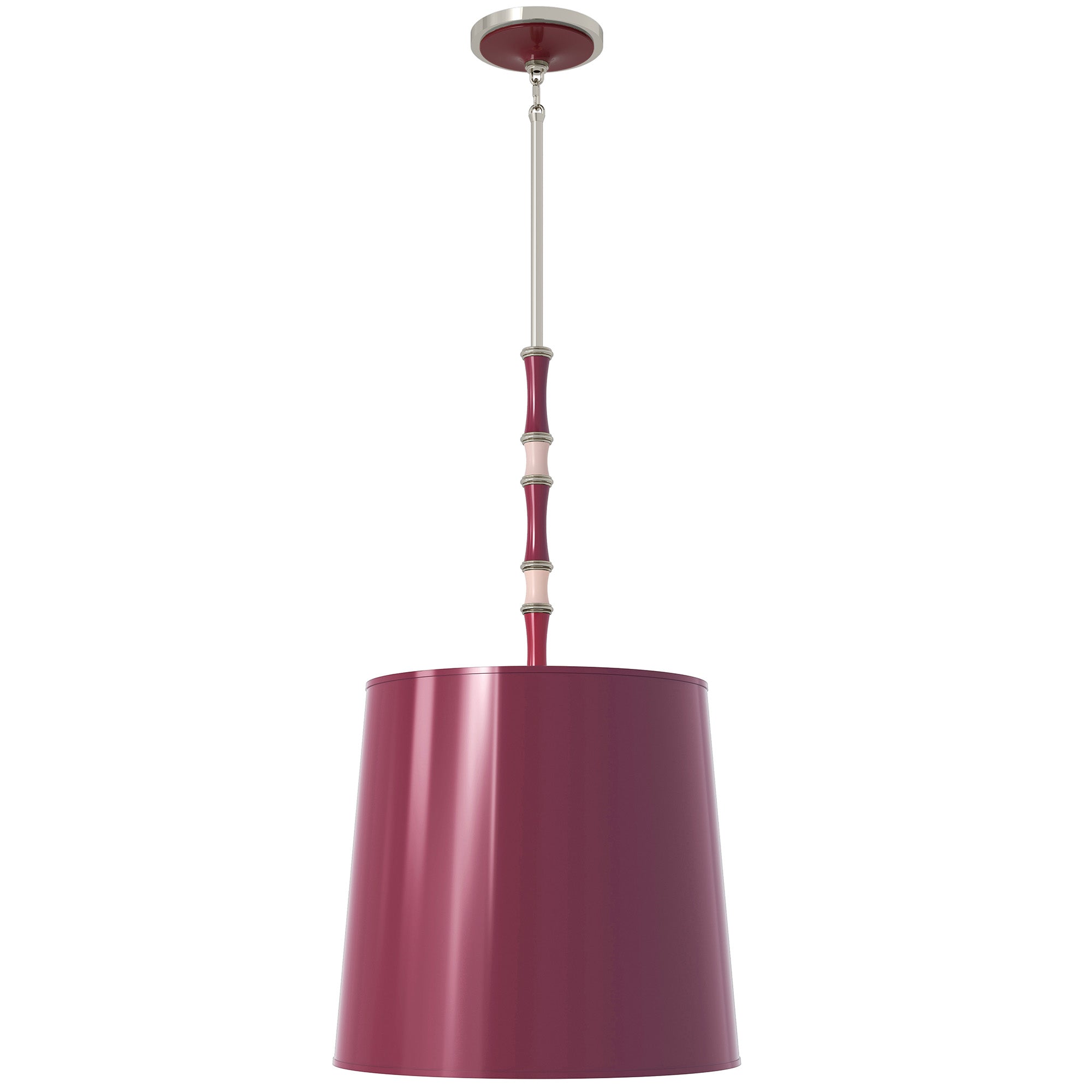 Sugar Plum and Rose Water painted aluminum pendant light with polished nickel accents, Sugar Plum Painted Shade — Kane Grande by Robert Abbey