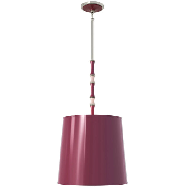 Sugar Plum and Rose Water painted aluminum pendant light with polished nickel accents, Sugar Plum Painted Shade — Kane Grande by Robert Abbey