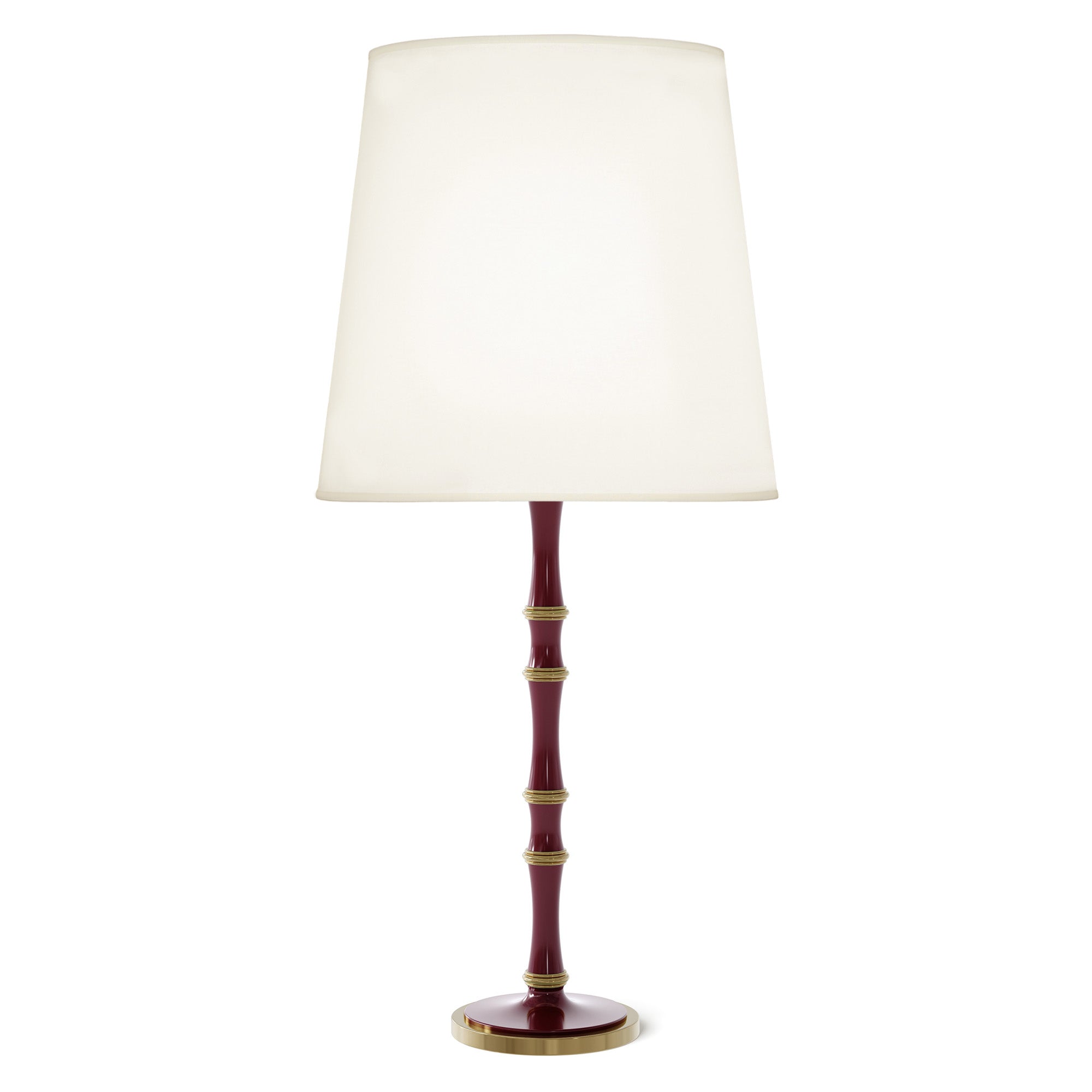 Sugar Plum painted aluminum table lamp with modern brass accents, Fondine — Kane Grande by Robert Abbey