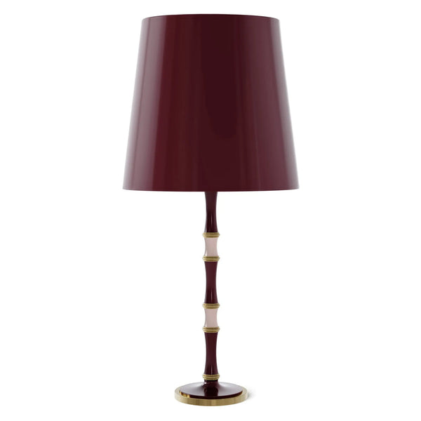 Sugar Plum and Rose Water painted aluminum table lamp with modern brass accents, Sugar Plum Painted Shade — Kane Grande by Robert Abbey
