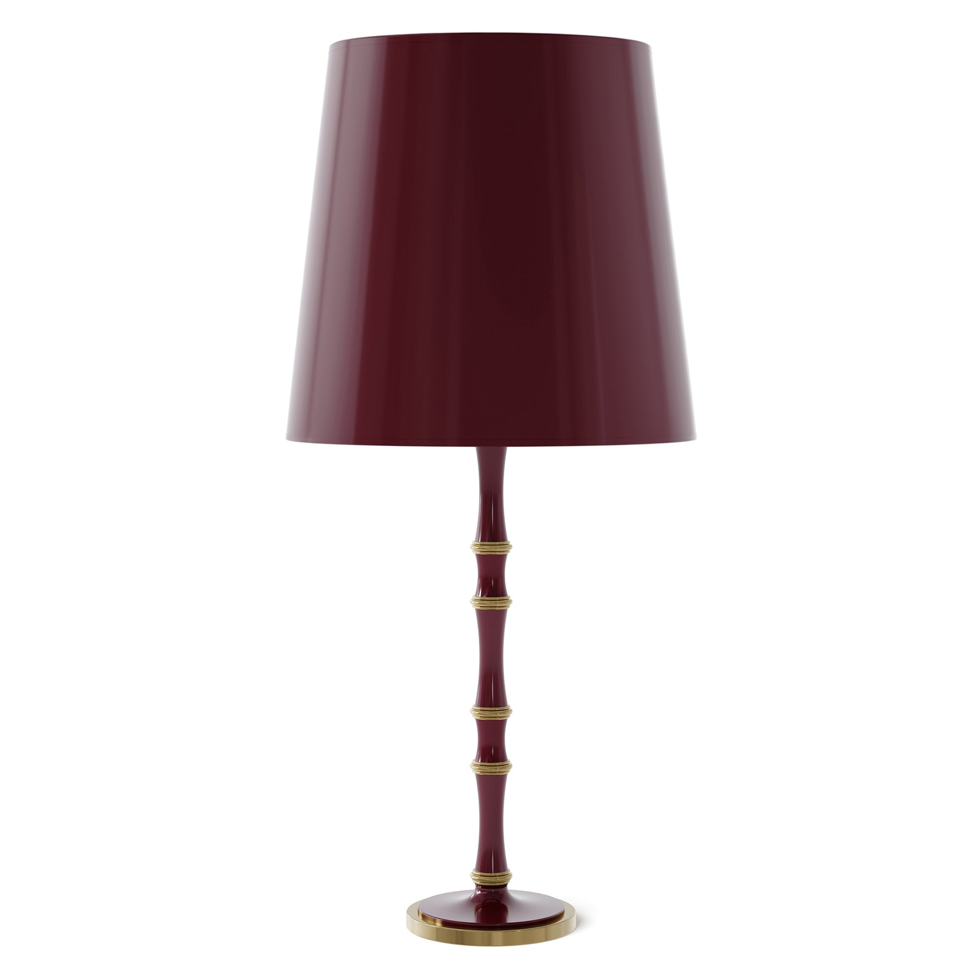 Sugar Plum painted aluminum table lamp with modern brass accents, Sugar Plum Painted Shade — Kane Grande by Robert Abbey
