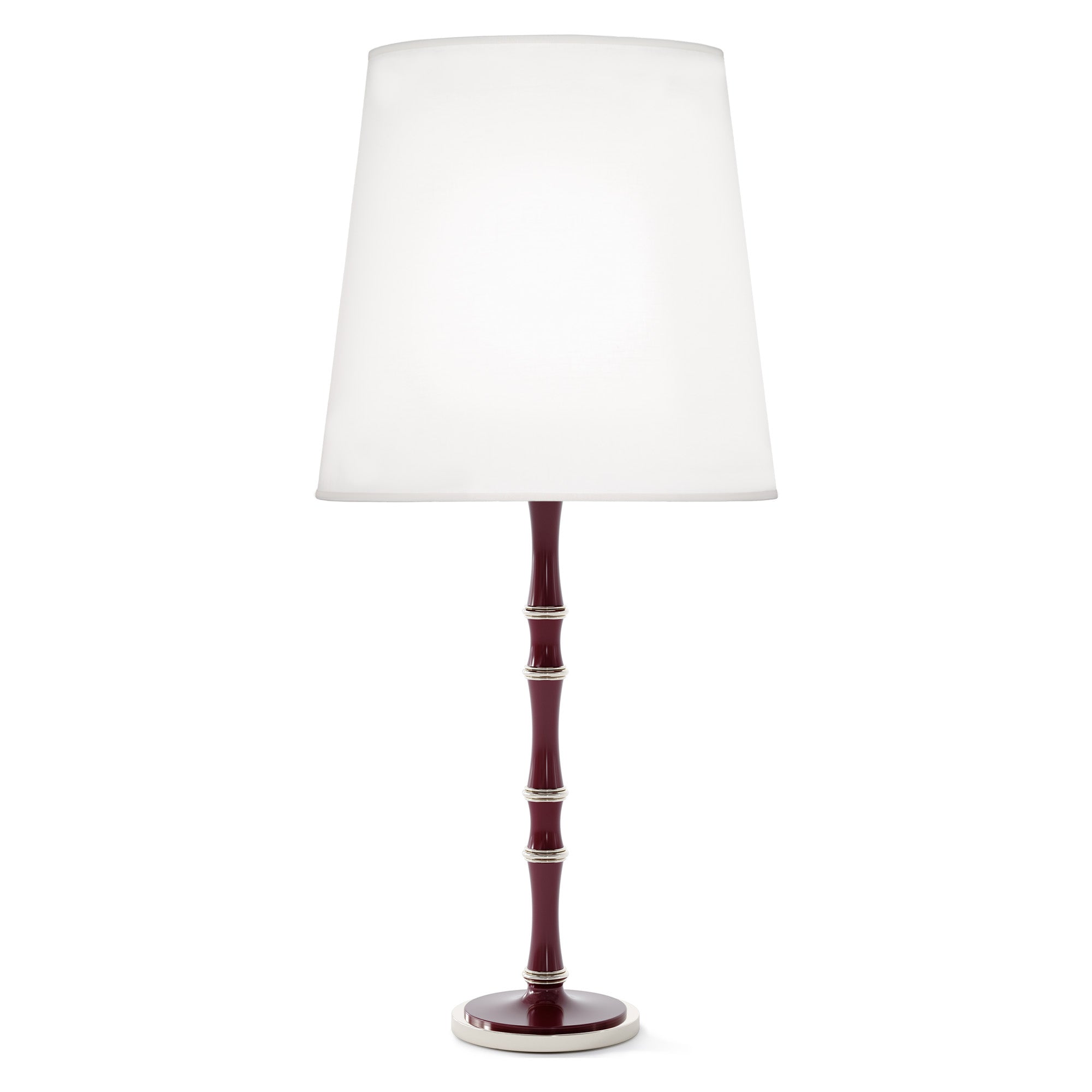 Sugar Plum painted aluminum table lamp with polished nickel accents, Ascot White — Kane Grande by Robert Abbey