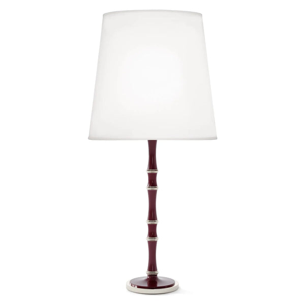 Sugar Plum painted aluminum table lamp with polished nickel accents, Ascot White — Kane Grande by Robert Abbey