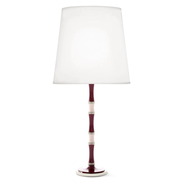 Sugar Plum and Rose Water painted aluminum table lamp with polished nickel accents, Ascot White — Kane Grande by Robert Abbey