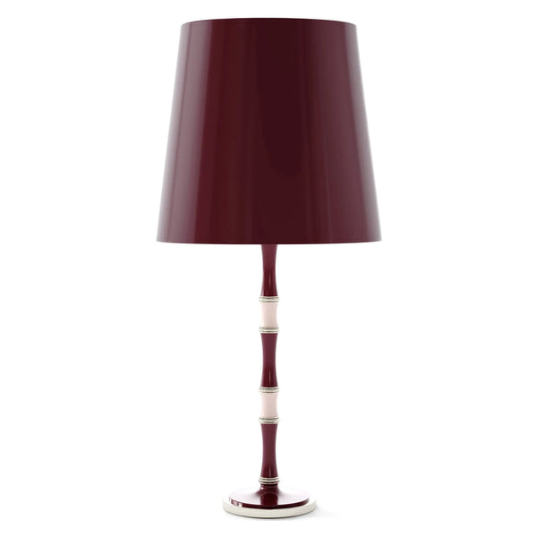 Sugar Plum and Rose Water painted aluminum table lamp with polished nickel accents, Sugar Plum Painted Shade — Kane Grande by Robert Abbey