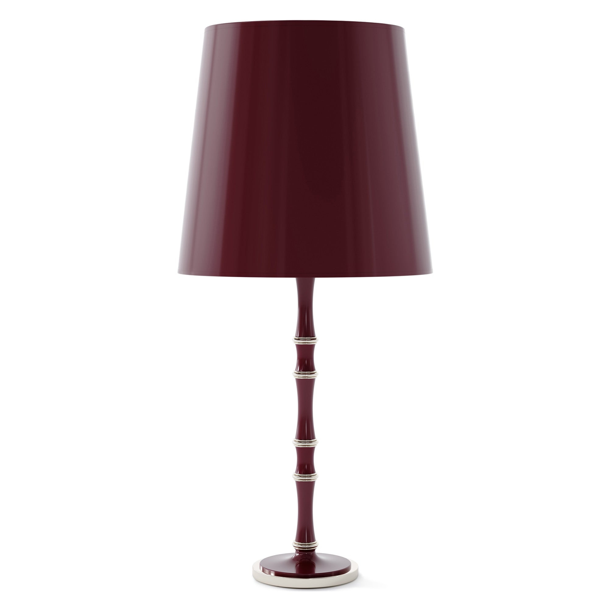 Sugar Plum painted aluminum table lamp with polished nickel accents, Sugar Plum Painted Shade — Kane Grande by Robert Abbey