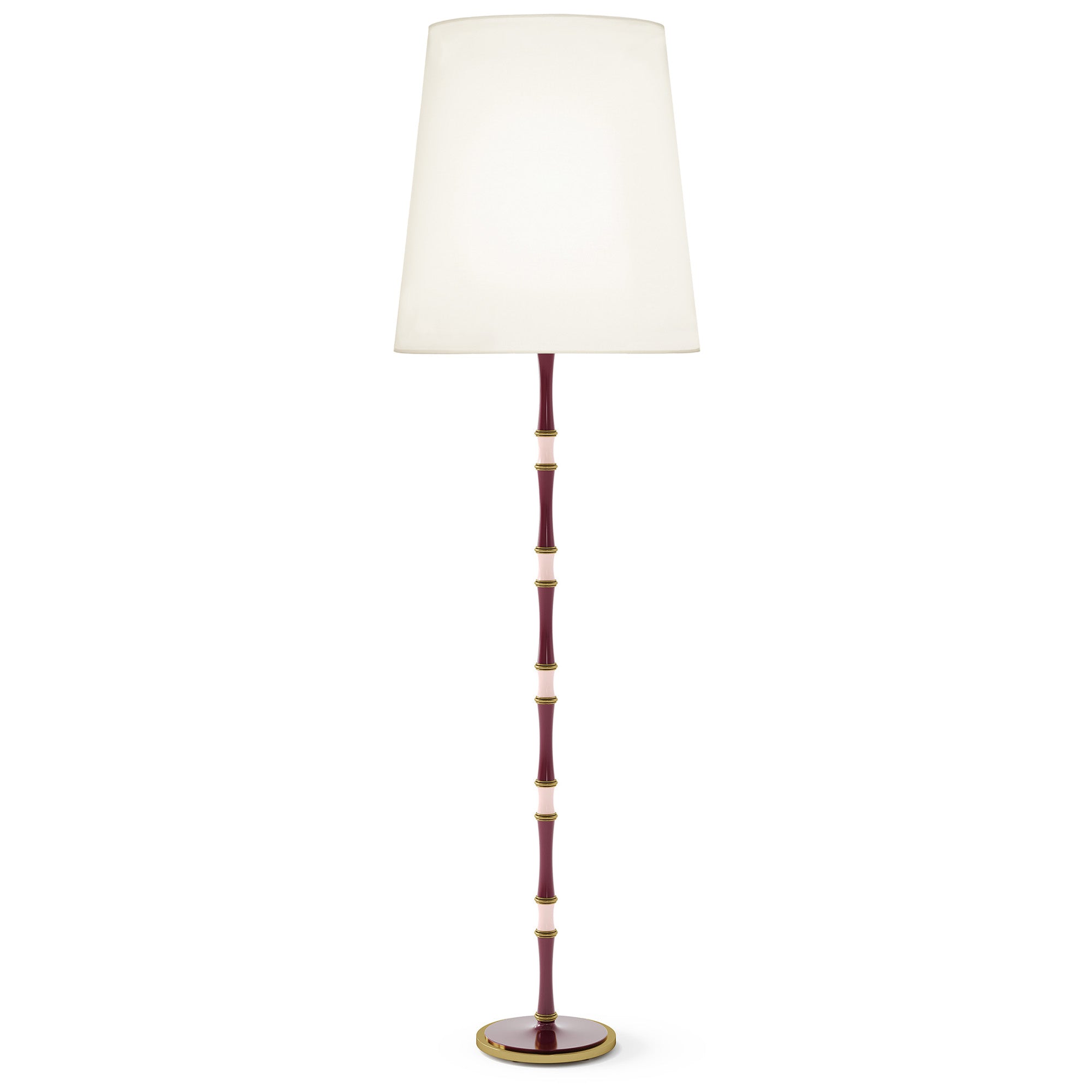 Sugar Plum and Rose Water painted aluminum floor lamp with modern brass accents, Fondine — Kane Grande by Robert Abbey