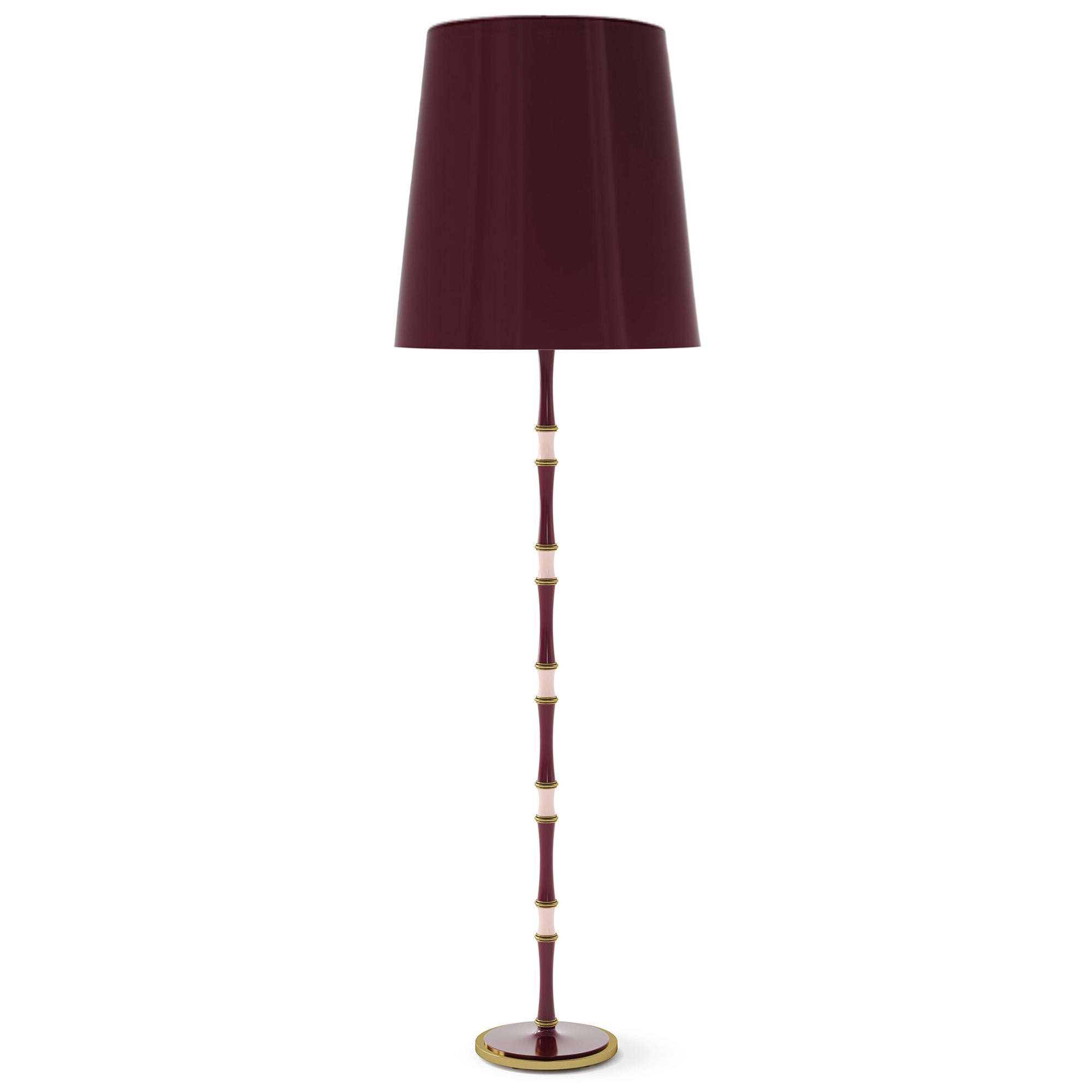 Sugar Plum and Rose Water painted aluminum floor lamp with modern brass accents, Sugar Plum Painted Shade — Kane Grande by Robert Abbey