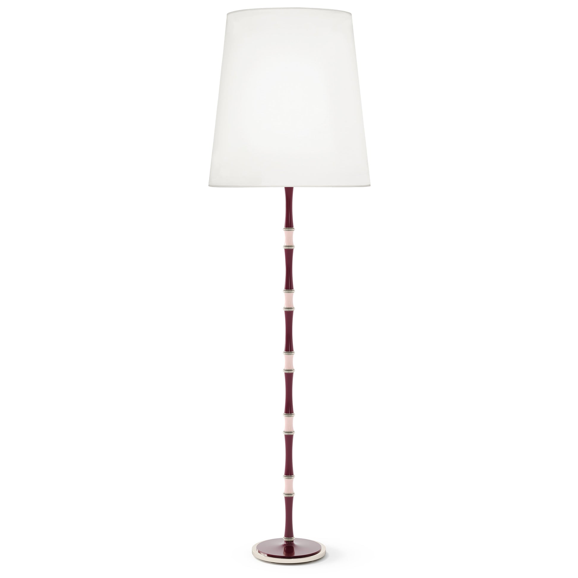Sugar Plum and Rose Water painted aluminum floor lamp with polished nickel accents, Ascot White — Kane Grande by Robert Abbey