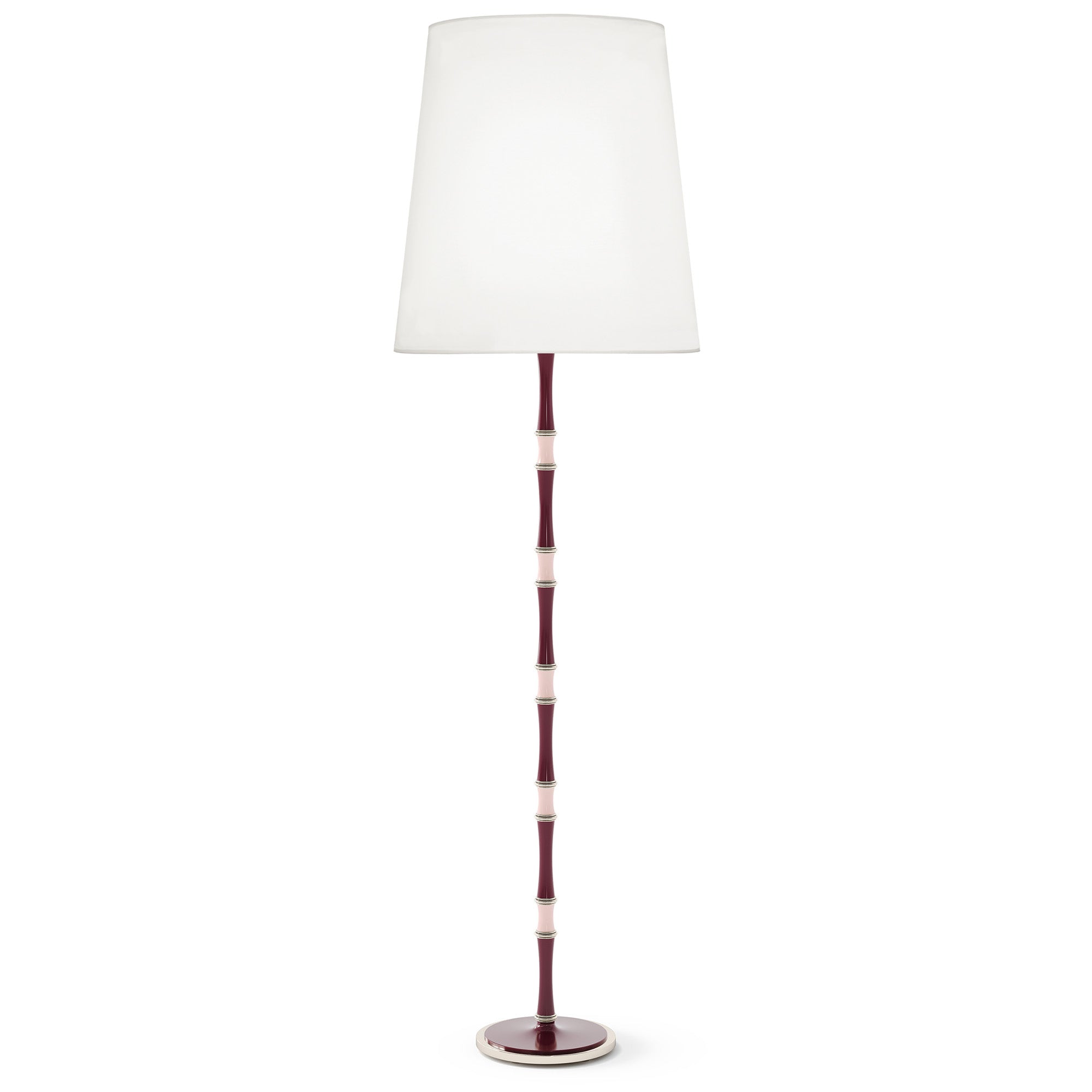 Sugar Plum and Rose Water painted aluminum floor lamp with polished nickel accents, Ascot White — Kane Grande by Robert Abbey