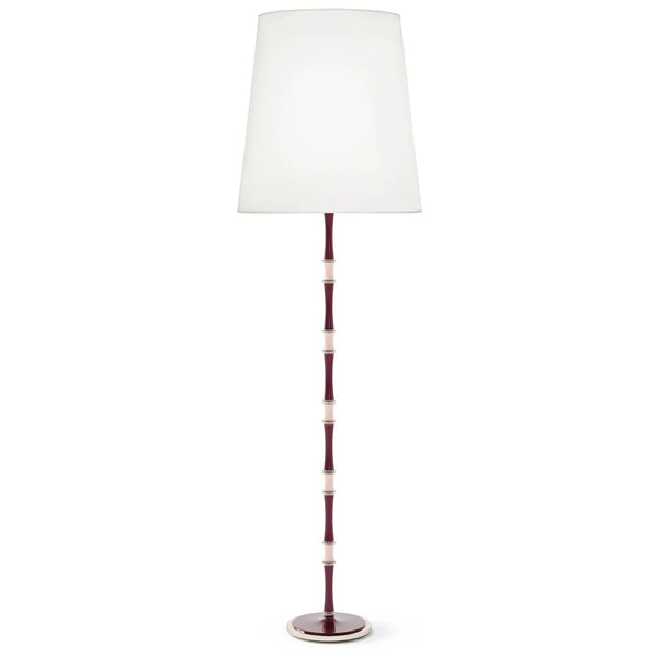 Sugar Plum and Rose Water painted aluminum floor lamp with polished nickel accents, Ascot White — Kane Grande by Robert Abbey