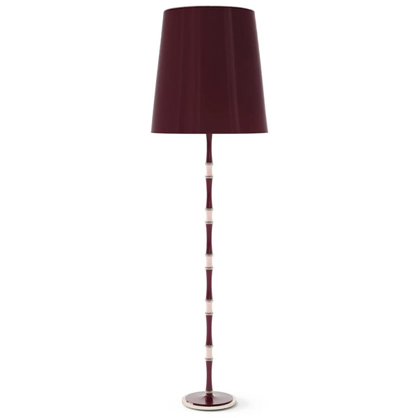 Sugar Plum and Rose Water painted aluminum floor lamp with polished nickel accents, Sugar Plum Painted Shade — Kane Grande by Robert Abbey