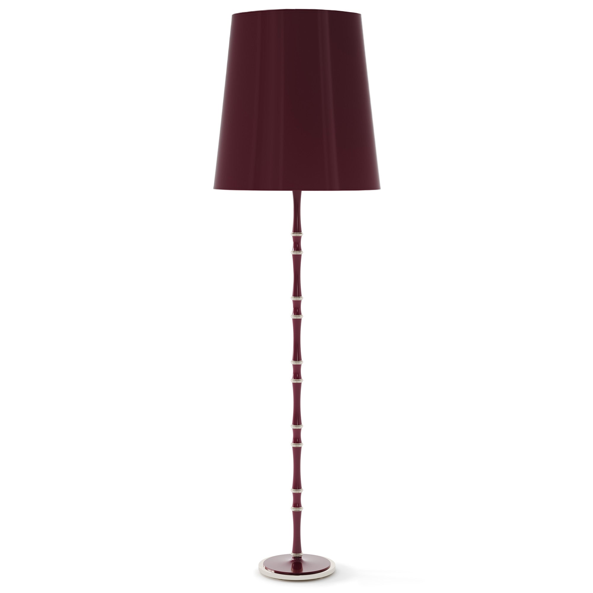 Sugar Plum painted aluminum floor lamp with polished nickel accents, Sugar Plum Painted Shade — Kane Grande by Robert Abbey