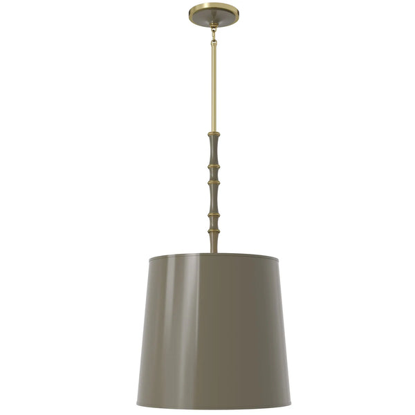 Smokey Taupe painted aluminum pendant light with modern brass accents, Smokey Taupe Painted Shade — Kane Grande by Robert Abbey