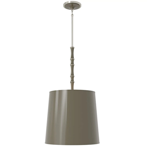 Smokey Taupe painted aluminum pendant light with polished nickel accents, Smokey Taupe Painted Shade — Kane Grande by Robert Abbey