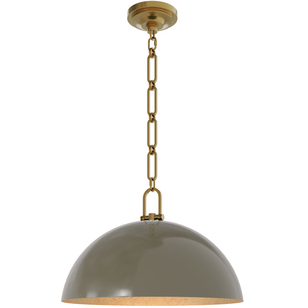 Anderson 18" Dome Pendant in Smokey Taupe with Lacquered Burnished Brass