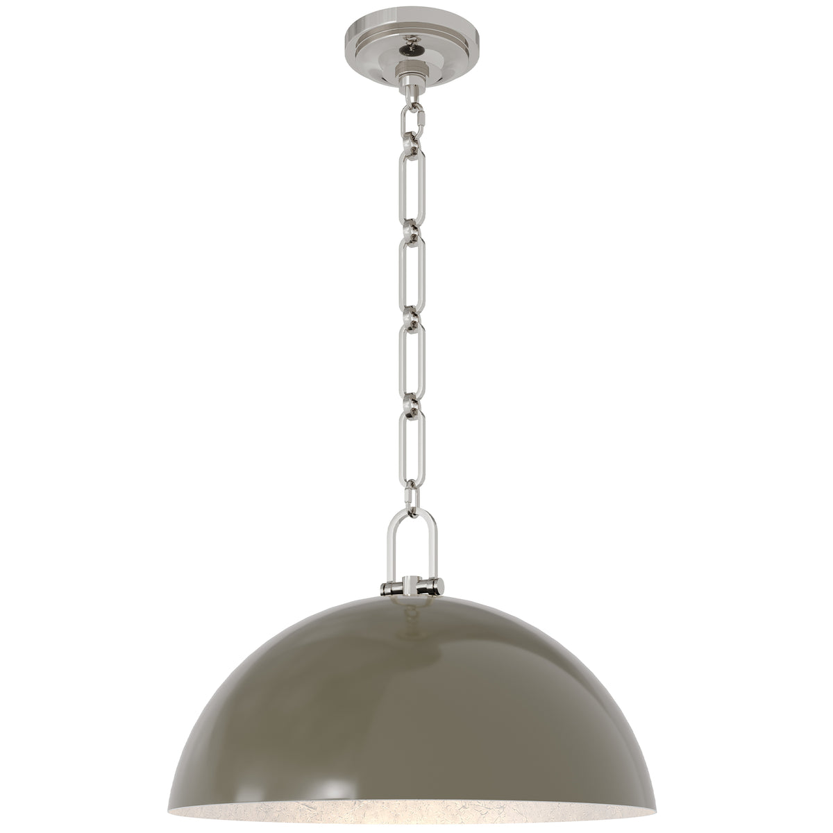 Anderson 18" Dome Pendant in Smokey Taupe with Polished Nickel