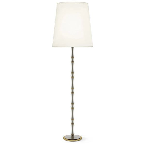 Smokey Taupe painted aluminum floor lamp with modern brass accents, Fondine — Kane Grande by Robert Abbey