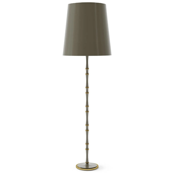 Smokey Taupe painted aluminum floor lamp with modern brass accents, Smokey Taupe Painted Shade — Kane Grande by Robert Abbey