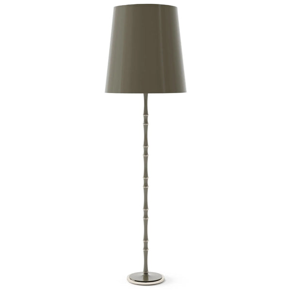 Smokey Taupe painted aluminum floor lamp with polished nickel accents, Smokey Taupe Painted Shade — Kane Grande by Robert Abbey